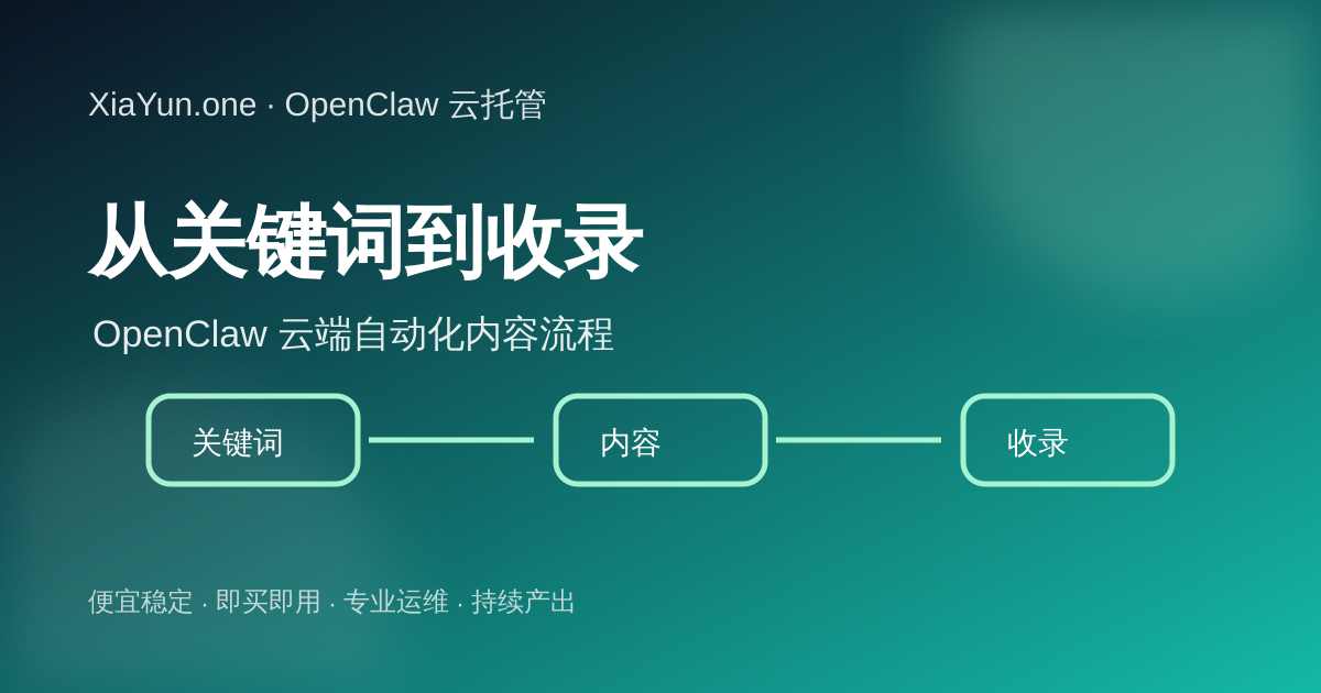 OpenClaw 自动化 SEO 云托管从关键词到内容发布的流程